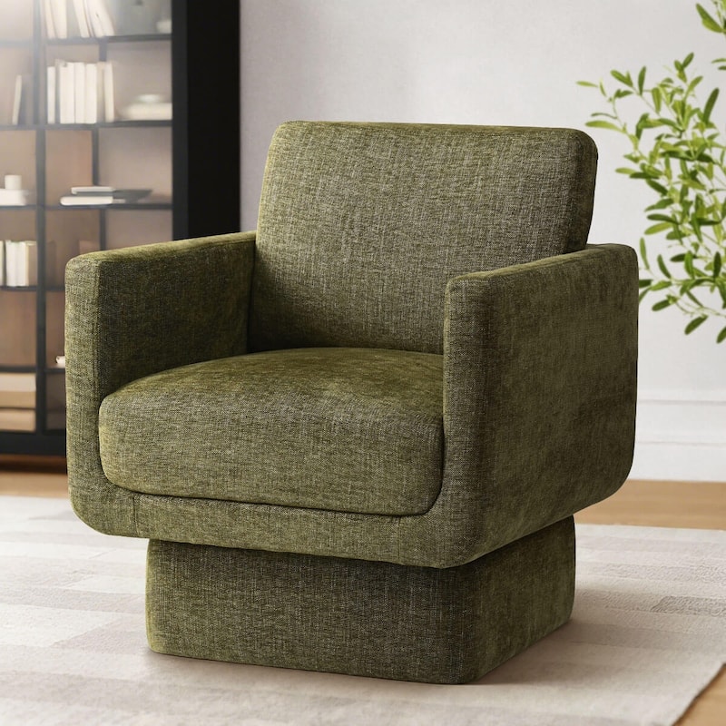 Upholstered Swivel Barrel Accent Chair