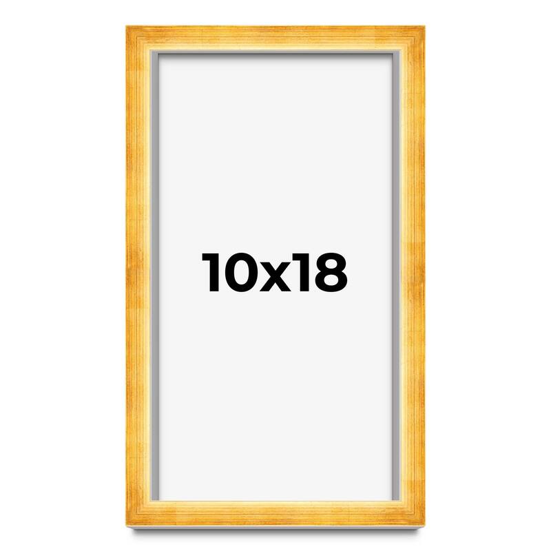 10x18 Shadow Box Frame Gold | 1.625 Inches Deep Real Wood Traditional