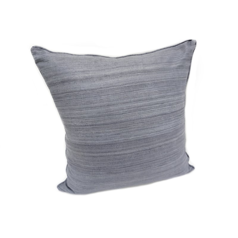 Home&Manor Raw Silk Throw Pillow 18" Gray