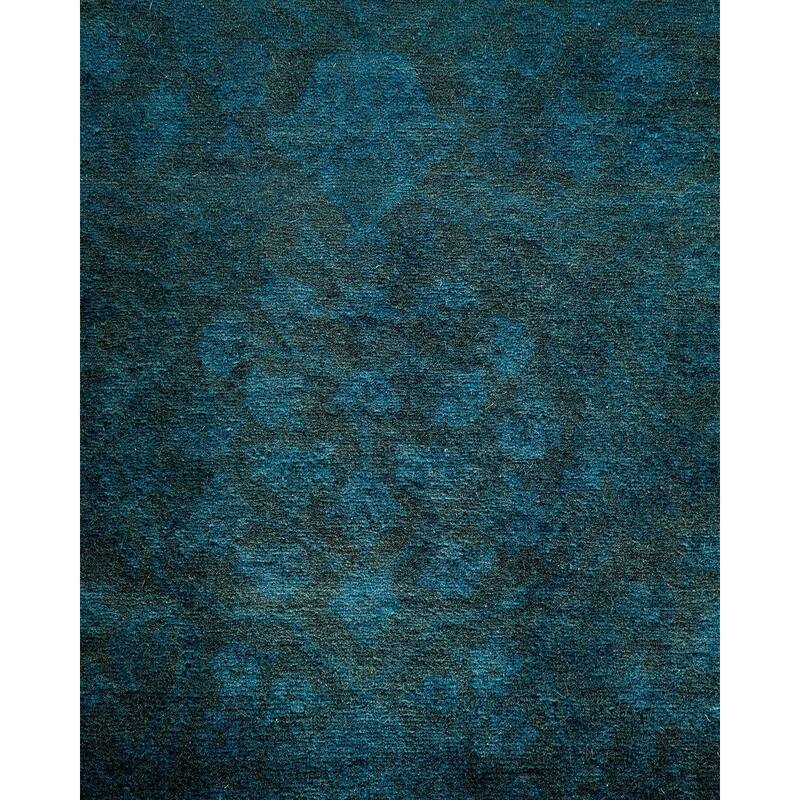 Overton Hand Knotted Wool Vintage Inspired Modern Contemporary Overdyed Blue Area Rug - 3' 2" x 5' 1"