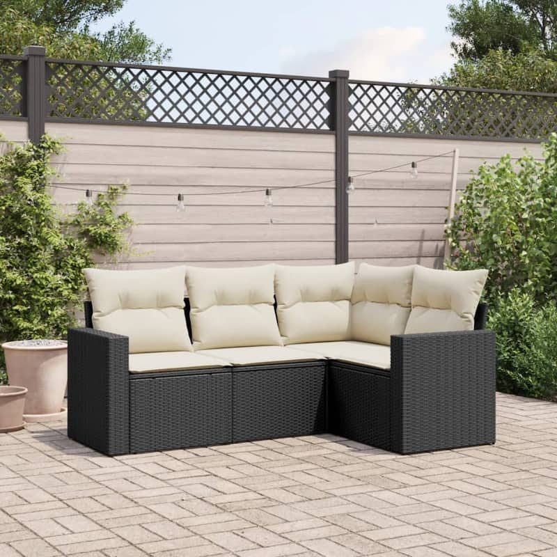 vidaXL Garden Sofa Set Black, Cream White - 24.4 x 25.8 x 27.2