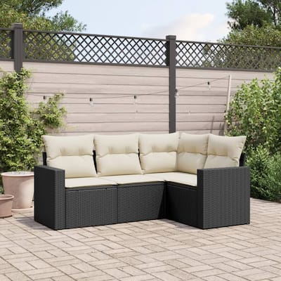vidaXL Garden Sofa Set Black, Cream White - 24.4 x 25.8 x 27.2