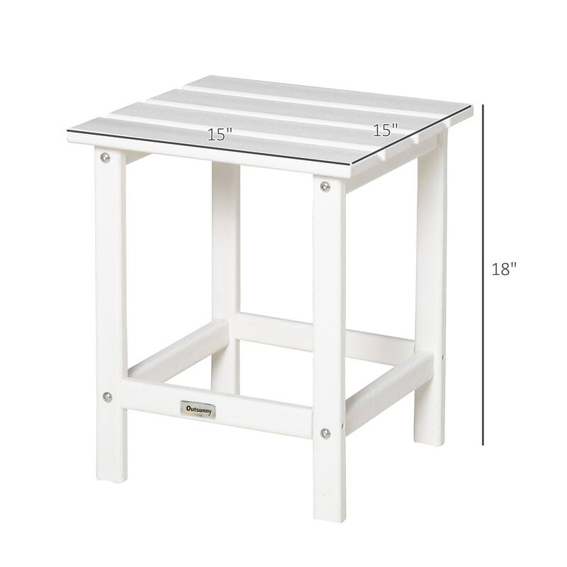 Outsunny Patio Side Table, Square Outdoor End Table, HDPE Plastic Tea Table for Adirondack Chair, Backyard or Lawn