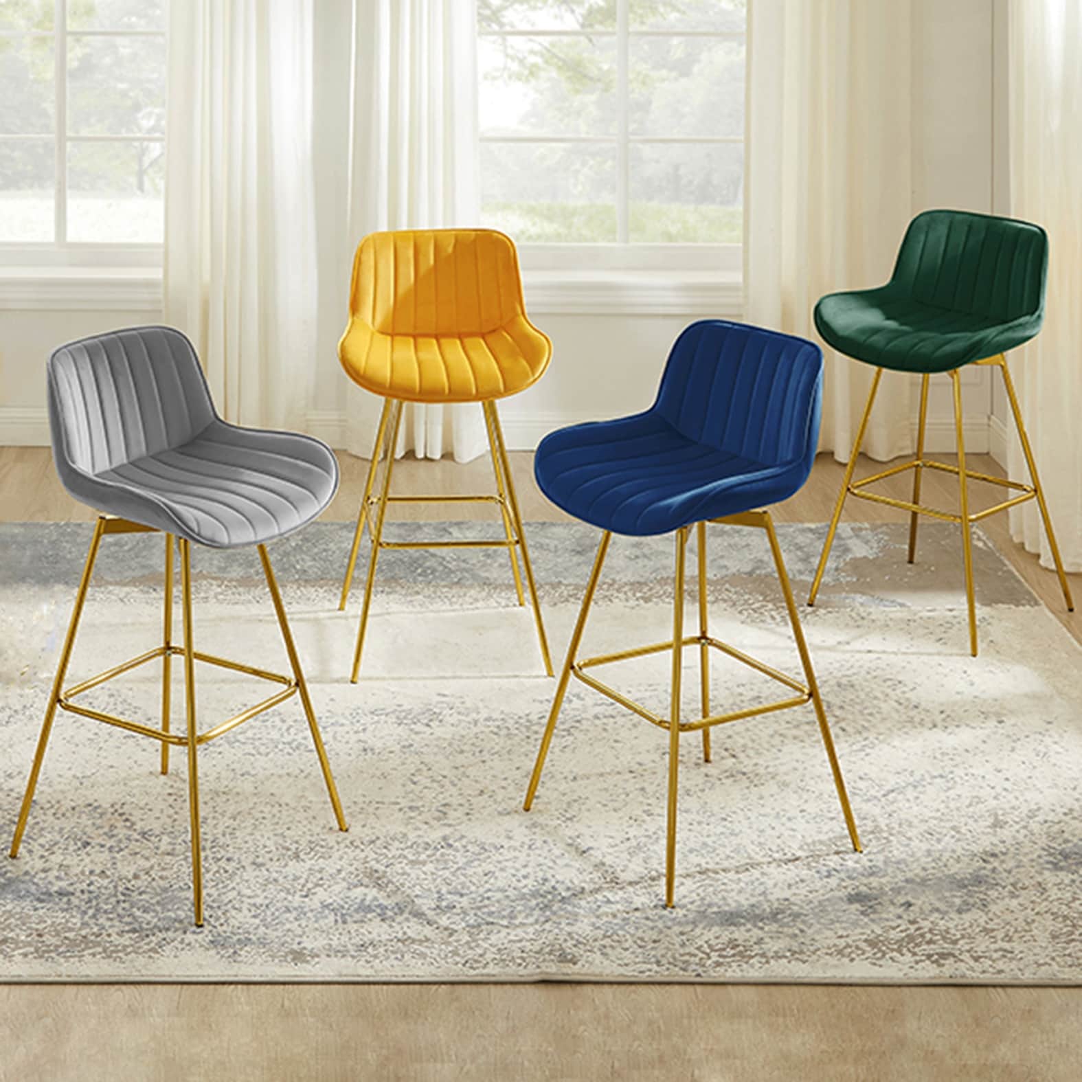 Art Leon Modern Swivel Velvet Barstool (Set of 2)