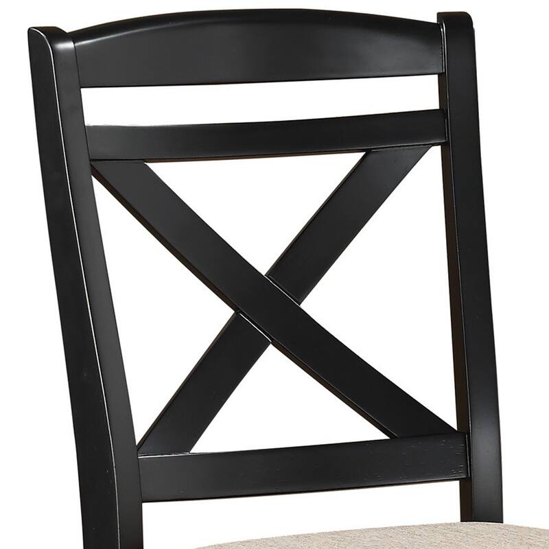 Fabric Upholstered Wooden Counter Height Chair with X Design Backrest,Brown