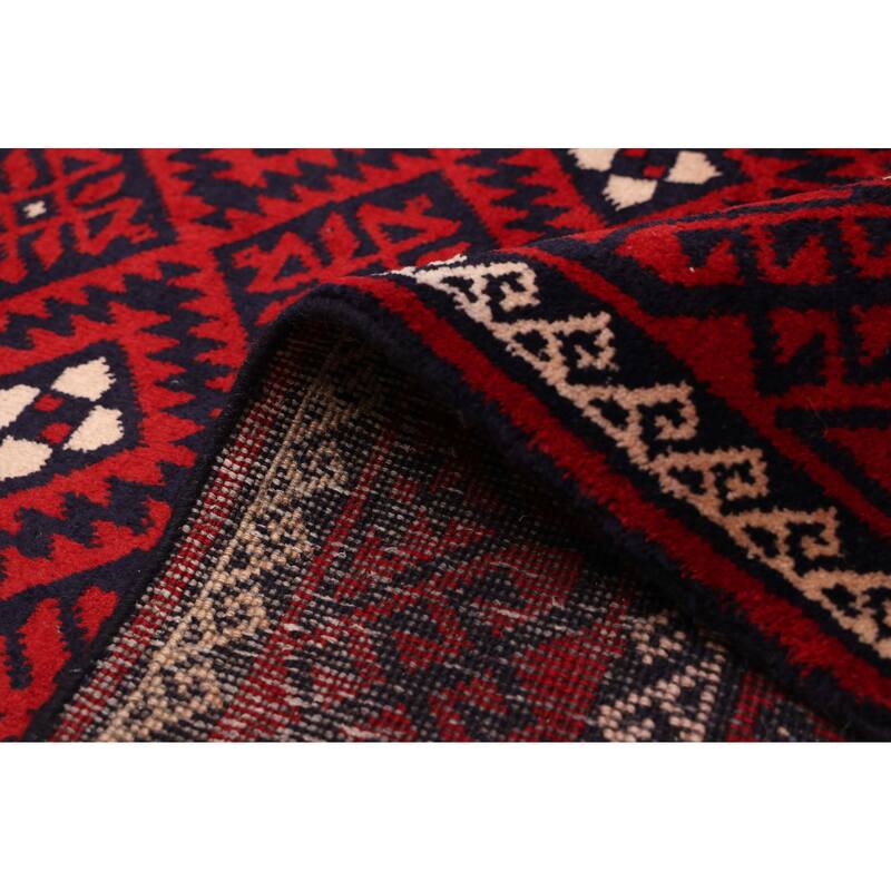 ECARPETGALLERY Hand-knotted Teimani Red Wool Rug - 4'4 x 9'7