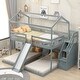 preview thumbnail 2 of 25, Solid Pine Wood and MDF Full over Twin & Twin Bunk Bed,Built-in Drawer and Shelf,with Slide and Storage Staircase