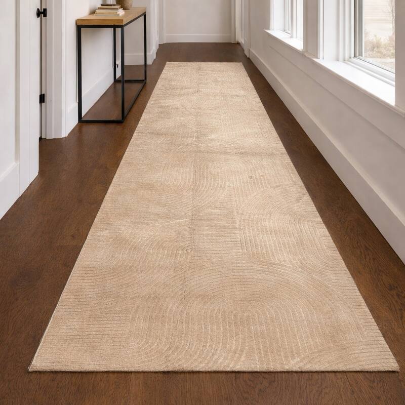 ECARPETGALLERY Elion Modern Machine Washable Area Rug - Beige - 2'8 x 8'0