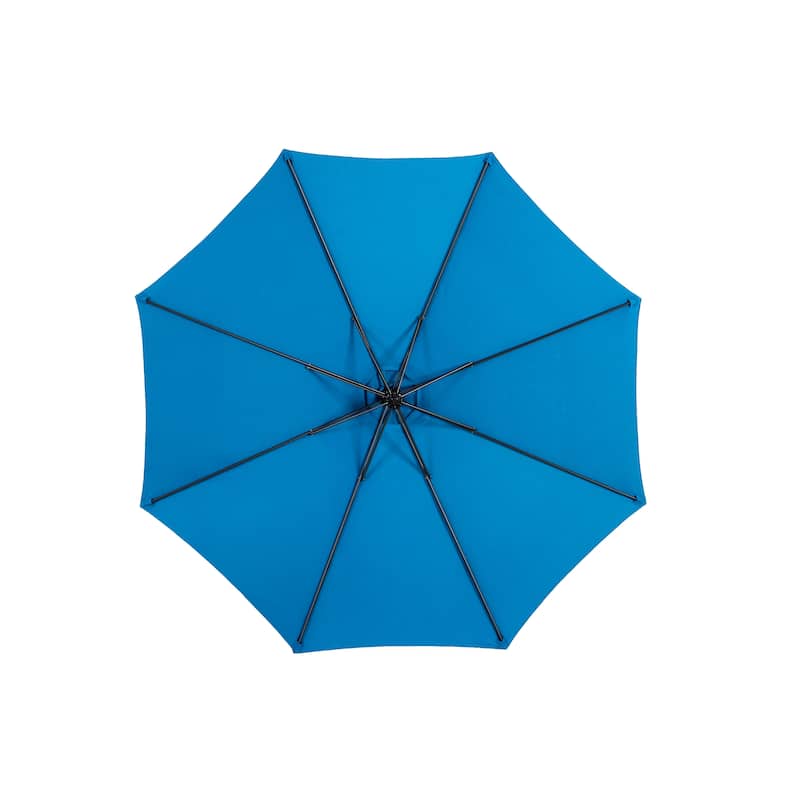 10ft Offset Hanging Market Patio Umbrella w/Easy Tilt Adjustment, Polyester Shade, 8 Ribs for Backyard, Poolside-(No Base)