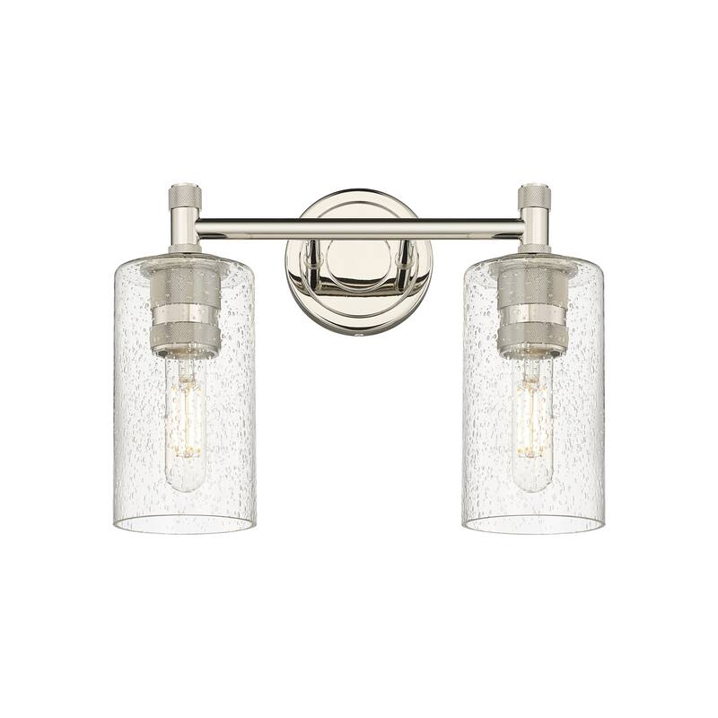 Innovations Lighting 434-2W-11-14 Crown Point Vanity Crown Point 2 - Polished Nickel / Seedy