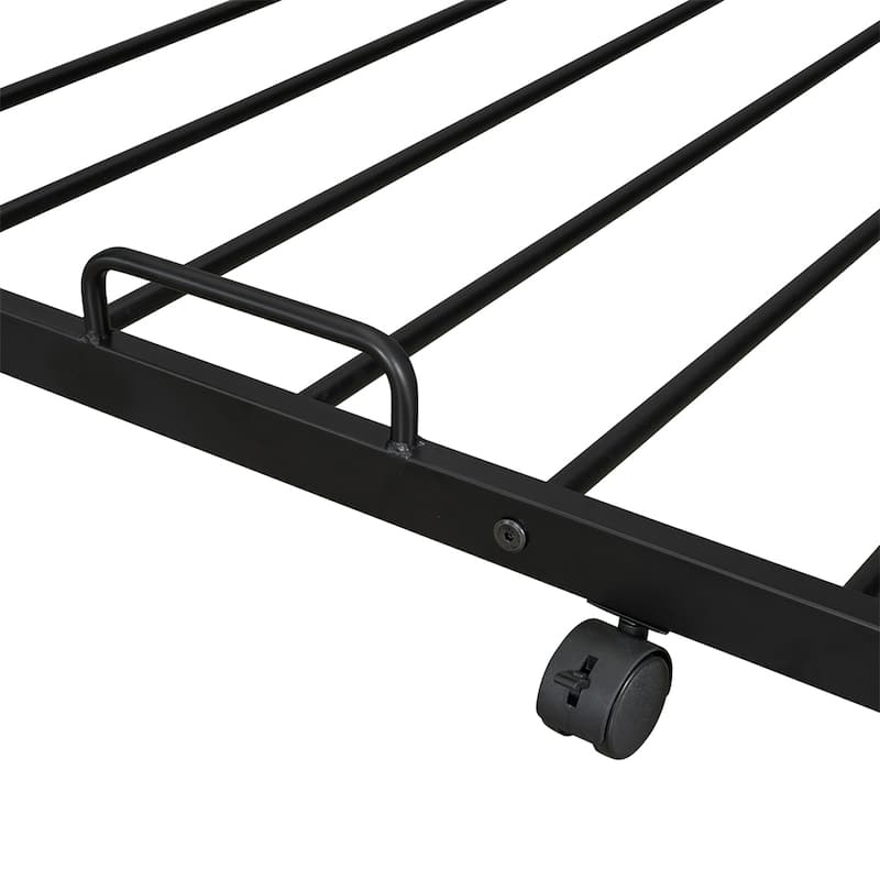 Twin Over Full Metal Bunk Bed with Trundle & Storage Ladder & Wardrobe