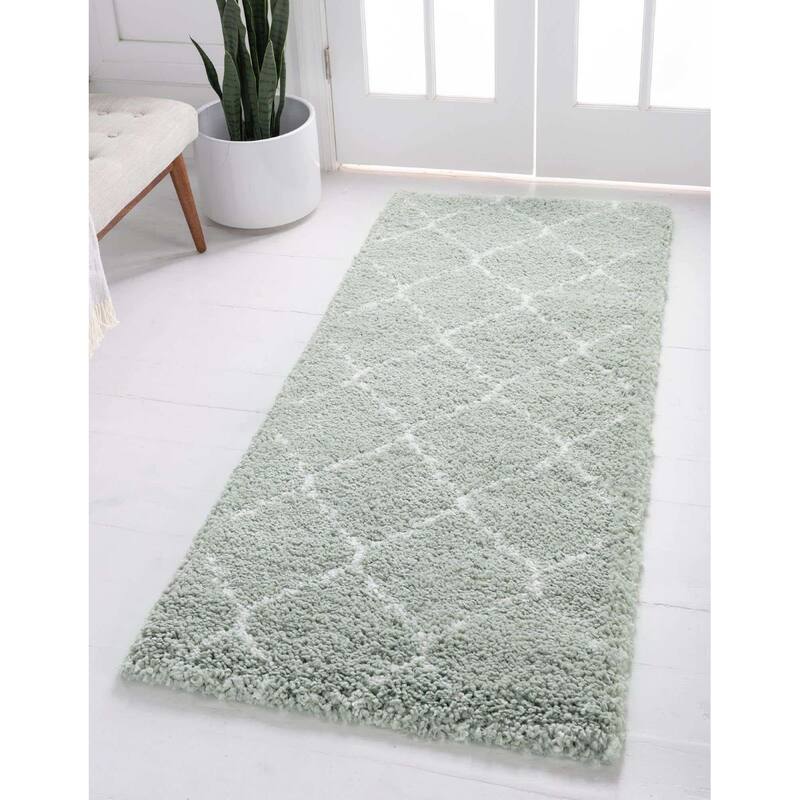 Shag Shoploni Collection Area Rug - 2'7"x10' - Light Green