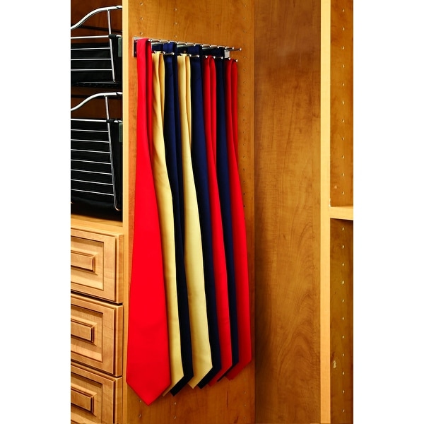 Rev-A-Shelf TRC-12NS TRC Series 12" Side Mount Static Tie Rack for Up to 23 Ties - Chrome