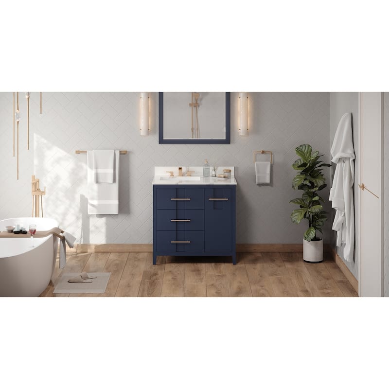Jeffrey Alexander VKITKAT36R-QUARTZ Katara 37" Free Standing Vanity