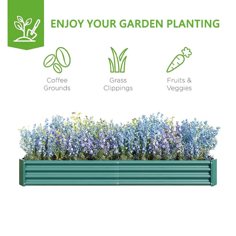 Outdoor Galvanized Metal Raised Garden Bed Kit - 7.6 x 3.7 x 1 ft