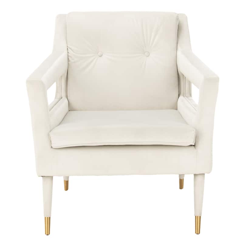 SAFAVIEH Amber Tufted Velvet Accent Chair - 30.3" x 34.1" x 33.9" - 30Wx34Dx34H - Silver/Gold