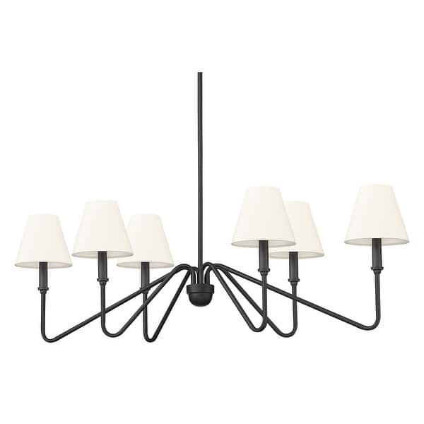 slide 2 of 11, Golden Lighting 3690-LP IL Kennedy 6 Light 42" Wide Chandelier Natural Black / Ivory Linen Shades