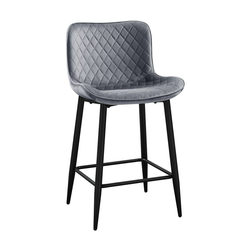 Seia Velvet Counter Height Chair (Set of 2) - Set of 2 - Dark Gray - Counter Height