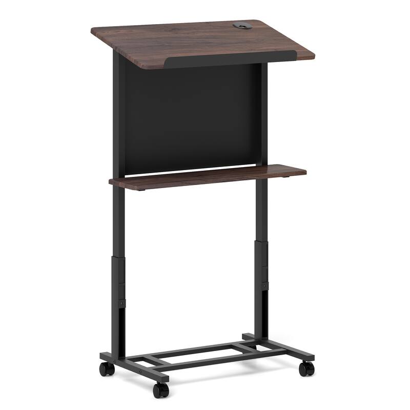 Gymax Rolling Podium Stand 40.5''-49'' Height Adjustable Lectern Table