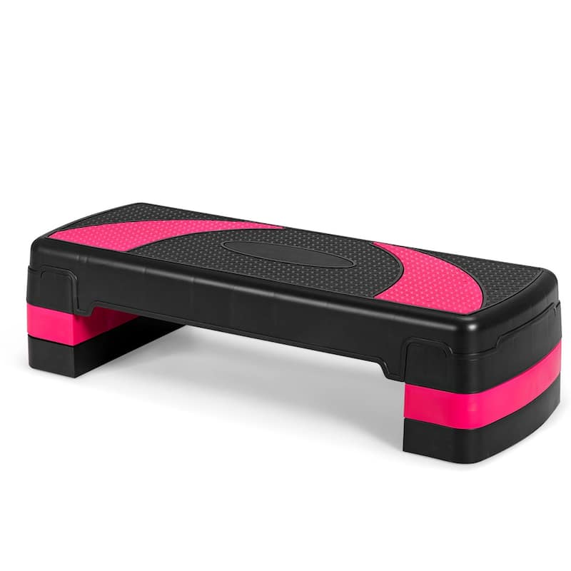 31'' Aerobic Exercise Stepper Cardio Trainer W/Riser Adjustable Height - Pink