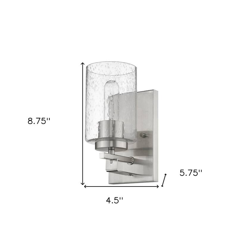 Metal and Textured Wall Sconce with Seeded Glass Shade LED Hardwired - 5.75” x 4.5” x 8.75” (D x W x H)