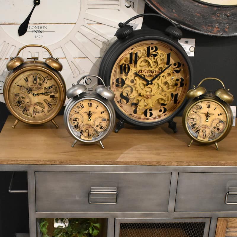 Yosemite Home Decor Brass Gear II Table Top Clock - 10 x 7.5 x 3