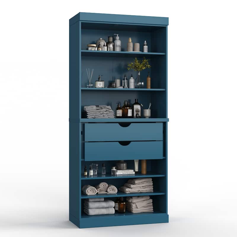 100% Solid Wood 32" Bathroom Cabinet with Optional Doors, 2-Drawers by Palace Imports