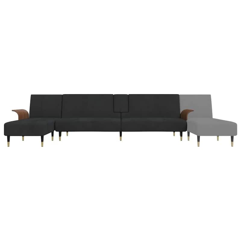 vidaXL L-shaped Sofa Bed Black /Dark Gray 109.8"x55.1"x27.6" Velvet - 109.8" x 55.1" x 27.6"