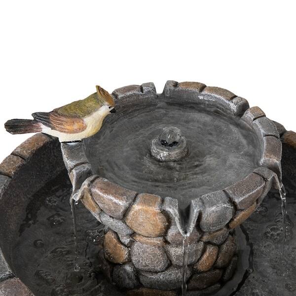Glitzhome 24 4 H Outdoor 2 Tierd Stone Like Birdbath Fountain On Sale Overstock 31439563