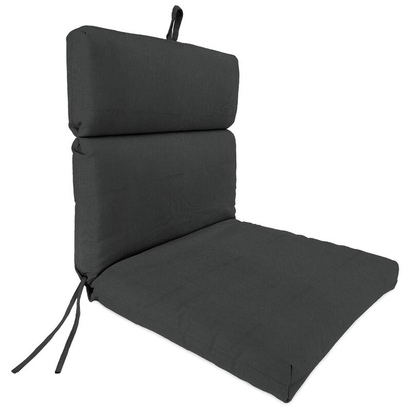 22" x 44" Outdoor Chair Cushion with Ties and Loop - 44'' L x 22'' W x 4'' H - Canvas Charcoal
