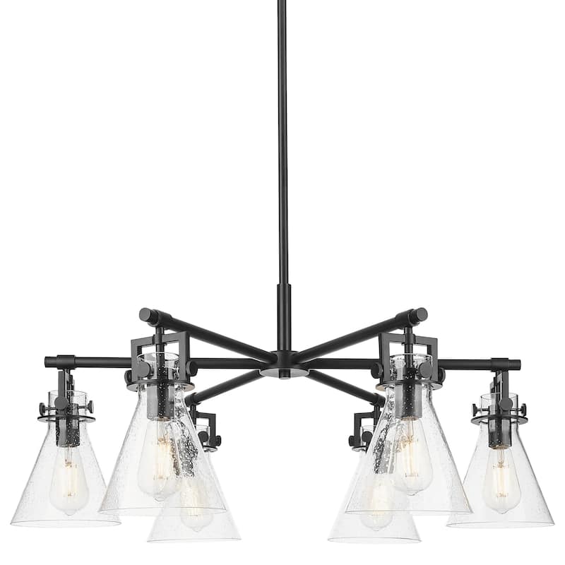 Innovations Lighting 411-6CR-G411-7SDY Newton Cone 6 Light 26" Wide - Matte Black