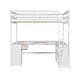 preview thumbnail 12 of 13, Full Size Loft Bed with U-Shaped Desk & Drawers, Wooden High Loftbed W/Storage Shelves & Cabinet for Kids Teens Adults, White