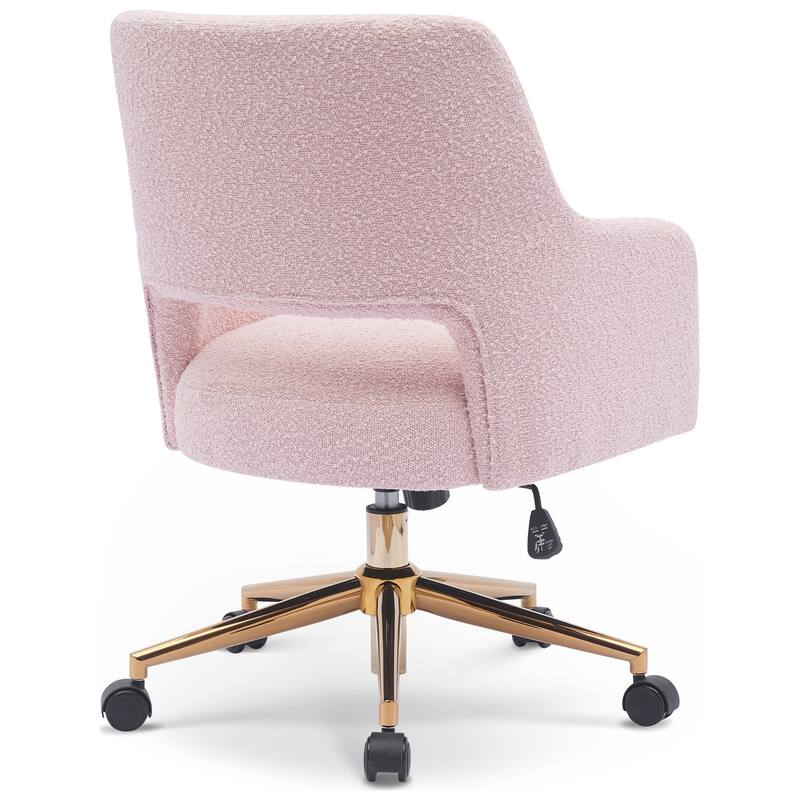 Boucle Upholstered Office/ Desk Chair - Swivel/ Adjustable Height (Set of 2)