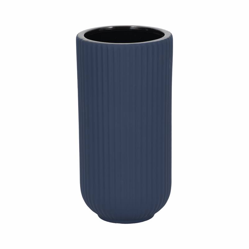 Sagebrook Home Ceramic Ridged Vase Classic Decorative Vase for Home or Office Flower Display