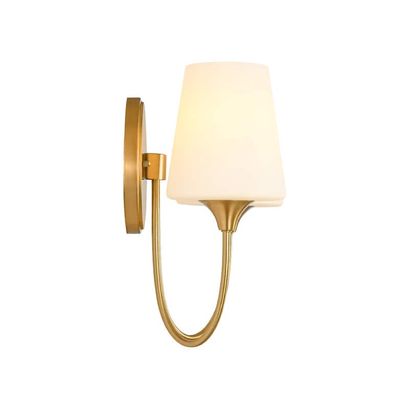 Mid-century 2-Light Frosted Wine Glass Armed Wall Sconce - 13.4 in