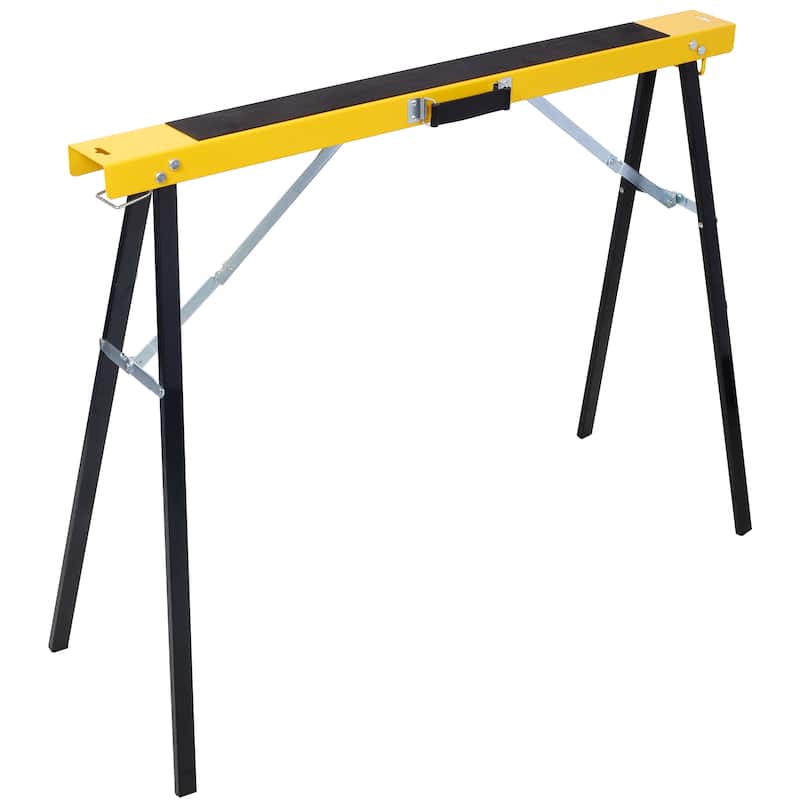 Saw Horses 2 Pack, Folding Portable Work Horse with Fast Open Legs, Convenient Handle, Heavy Duty Steel Sawhorse for Garage