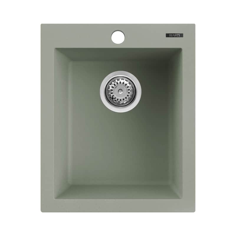 Ruvati 16 x 20 inch Drop-in Granite Composite Single Bowl Kitchen Sink - Sage Green - RVG1016SG