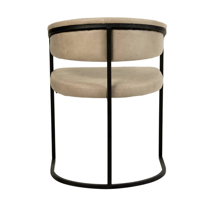 LeisureMod Set of 4 Aero Upholstered Leather Dining Side Chair - Contemporary Arm Chair with Black Iron Frame