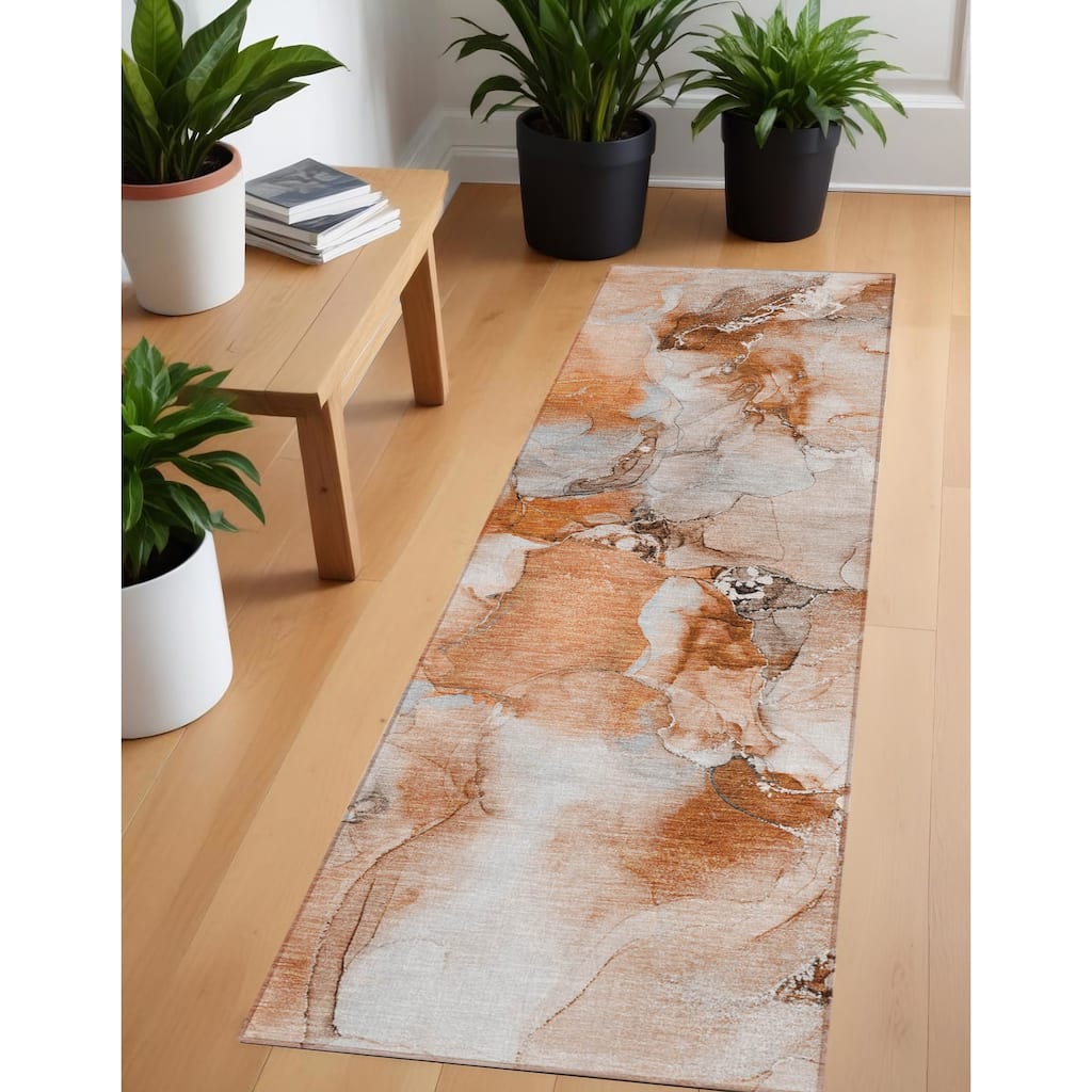 Almo Modern Art-Inspired Weather Resistant Versatile Elegance Runner Outdoor Rug - 2' X 8'