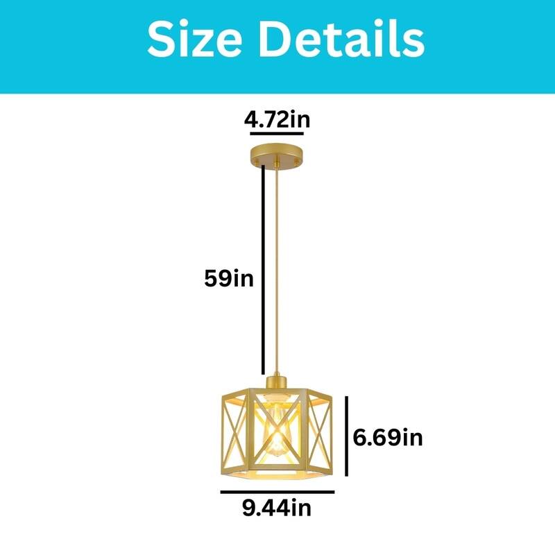 2 Pack hanging light gold kitchen lighting metal pendant light