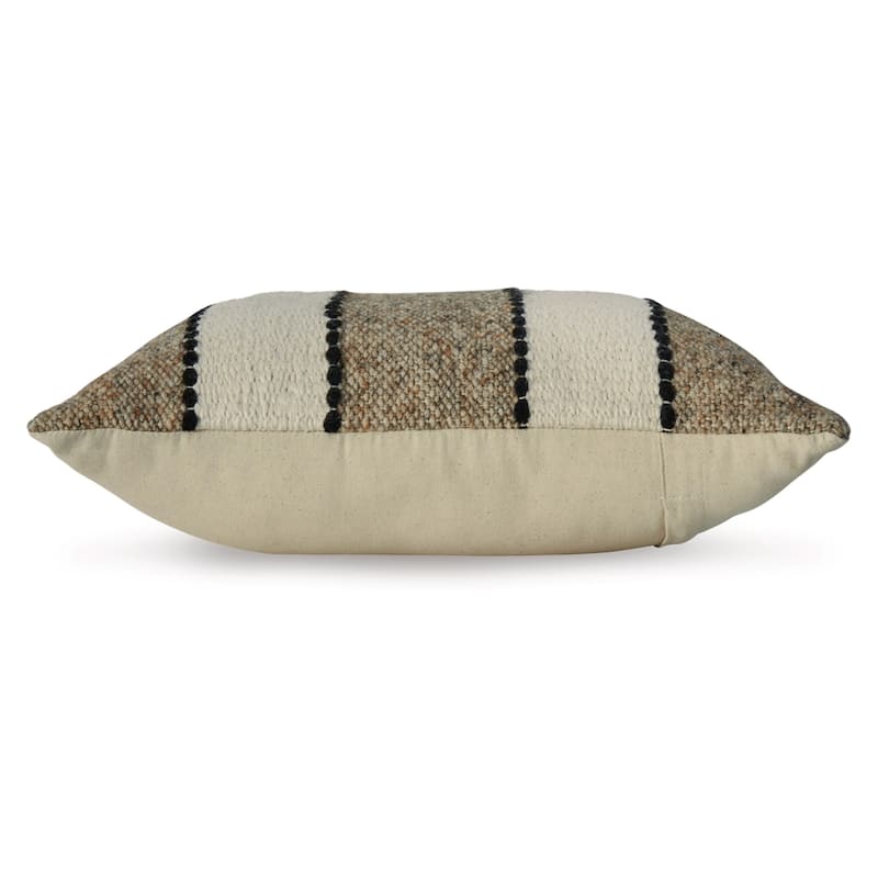 Fordy 20 Inch Decorative Throw Pillow Set of 4, Woven Stripes, Ivory, Tan
