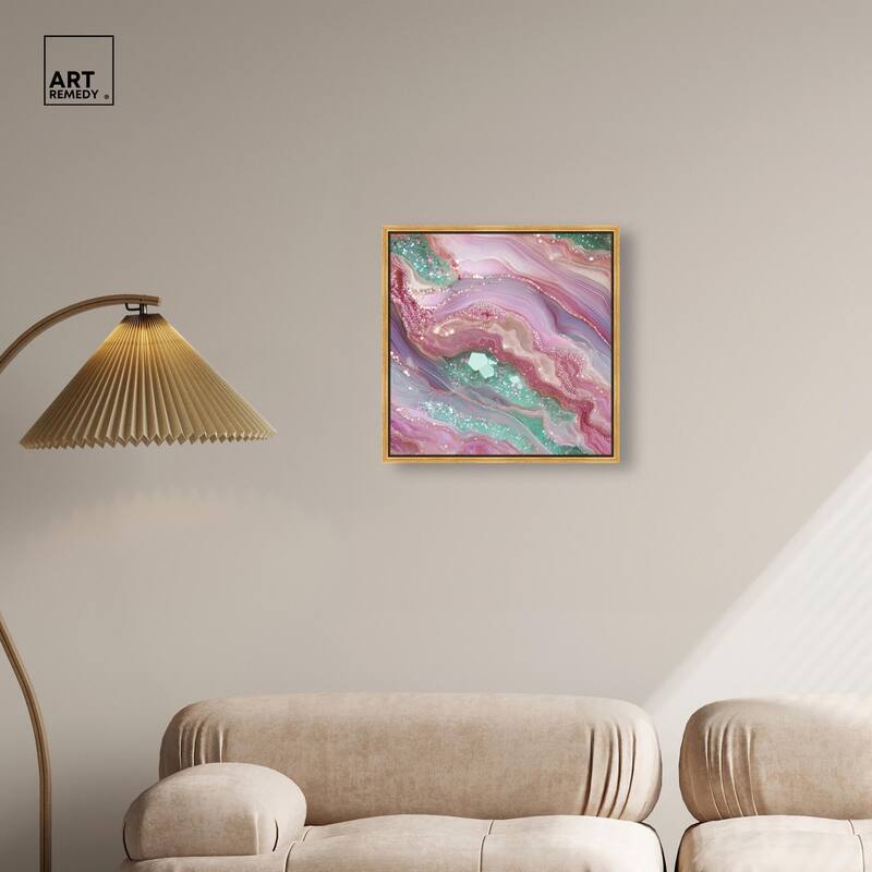 Pink and Mint Crystal II Canvas by Art Remedy