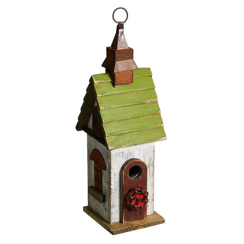 Glitzhome 15.75"H Solid Wood Decorative Outdoor Garden Birdhouse - 5.25''L X 6.00''W X 15.75''H