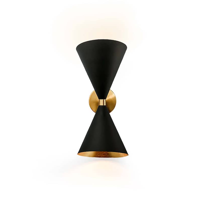 2-Light Modern Adjustable Head Cone Vanity Light Up&Down Dual Horn Hourglass Wall Sconce