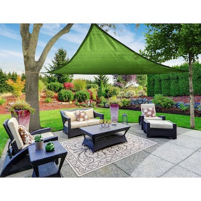 Boen Triangle Sun Shade Sail Canopy Awning UV Block for Outdoor Patio Garden and Backyard - Green - 12'x12'x12