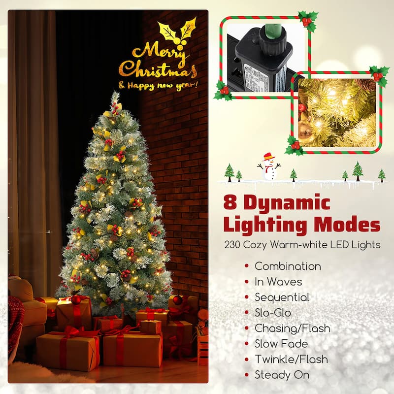 Gymax 5/7.5/9 FT Artificial Xmas Tree w/ 1416 Branch Tips 560 Warm