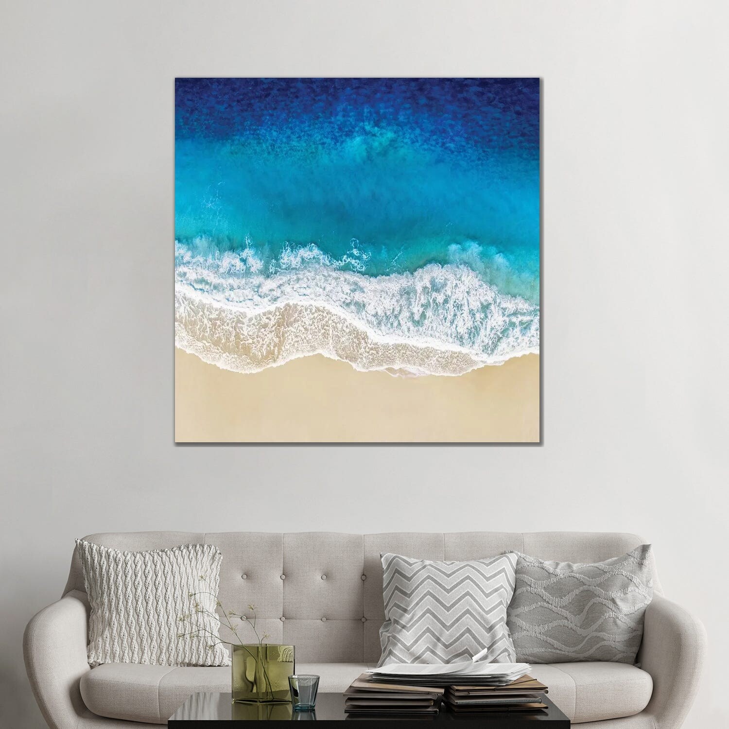 iCanvas Aqua Ocean Waves from Above Art by Maggie Olsen Canvas Art Wall Decor ( scenic & landscapes > Coastal > beaches art) - 12x18 in
