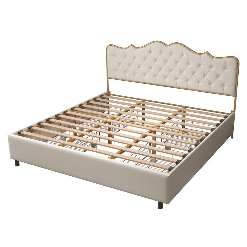 Metal frame sleeping bed with four storage drawer