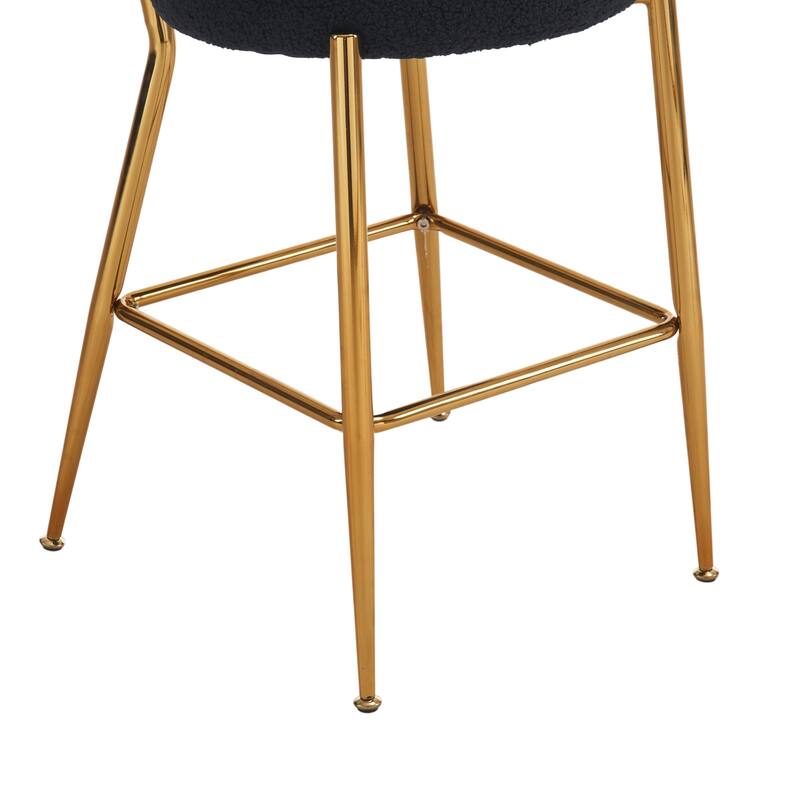 Fabric Upholstered Bar Stools Set of 2, Counter Height Bar Stools with Back, Kitchen Island Chairs with Metal Legs