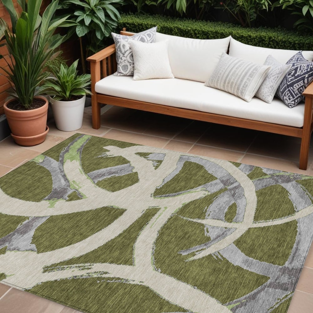 HomeRoots Abstract Transitional Rectangle Outdoor Rug
